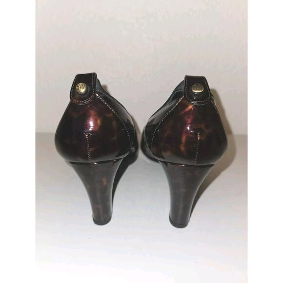 NEW! Stuart Weitzman Easily Elastic Pump Patent Leather Tortoise Shell Toe Sz 8 - Picture 6 of 9